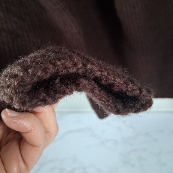 Wool Chunky Hand Knit Fair Isle Sweater Brown Tan Warm Cozy Cabincore Ski Chalet - Picture 7 of 11